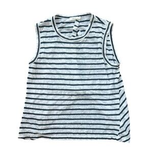 A.L.C. hannover open twist back Striped Black‎ and White Tank Top 100% Linen S